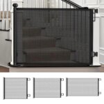 Retractable Pet Gate Dog Retractable Gate No-Drill Childproof Net Fence Cat Baffle for Indoor Staircase Patio Fireplace Deck
