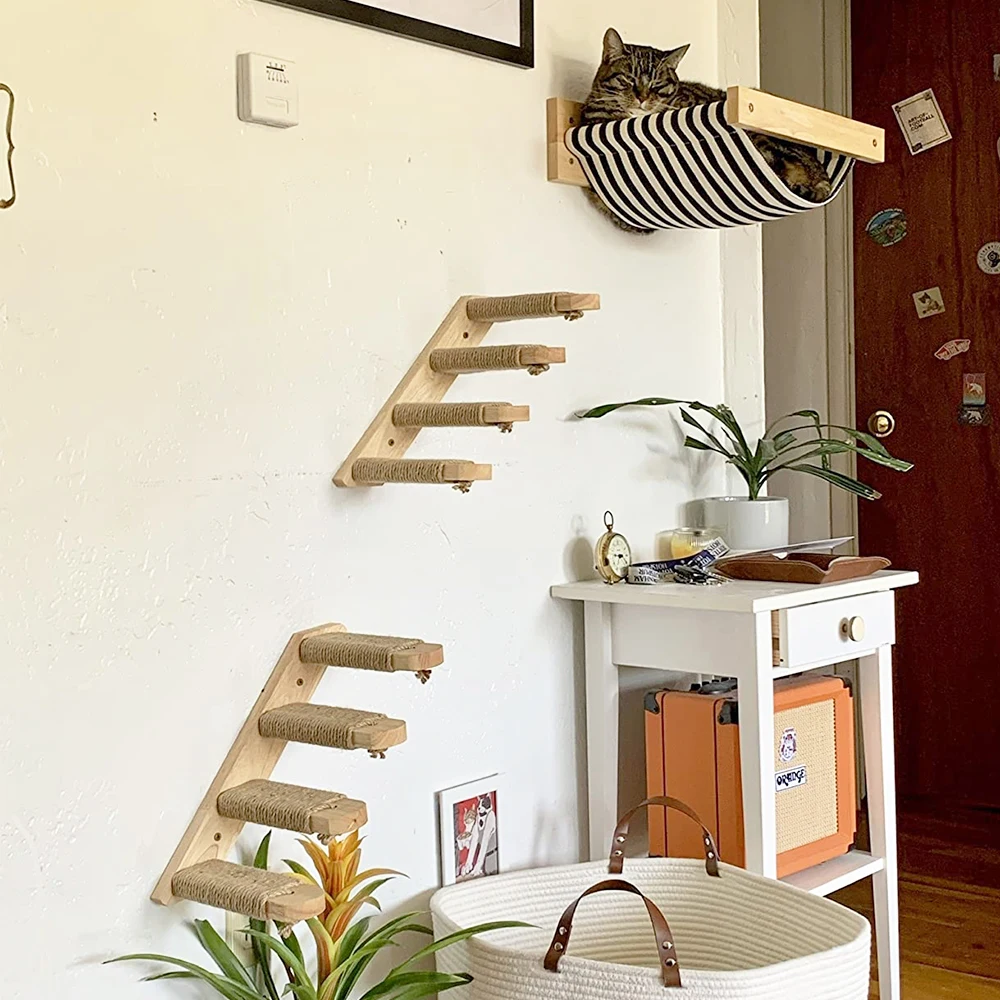 Cat Wall Climbing Shelf Steps Ladder Scratching Post Scratcher Bed Hiding House for Cats Tree Tower Pet Furniture Accessories Cat Wall Climbing Shelf Steps Ladder Scratching Post Scratcher Bed Hiding House for Cats Tree Tower Pet Furniture Accessories