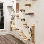 Cat Wall Climbing Shelf Steps Ladder Scratching Post Scratcher Bed Hiding House for Cats Tree Tower Pet Furniture Accessories - Image 5