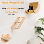Cat Wall Hiding House Hammock Climbing Shelves Moon Perches Bed Ladder Solid Wood Steps For Activity Indoor Cats Wall Furniture - Image 2
