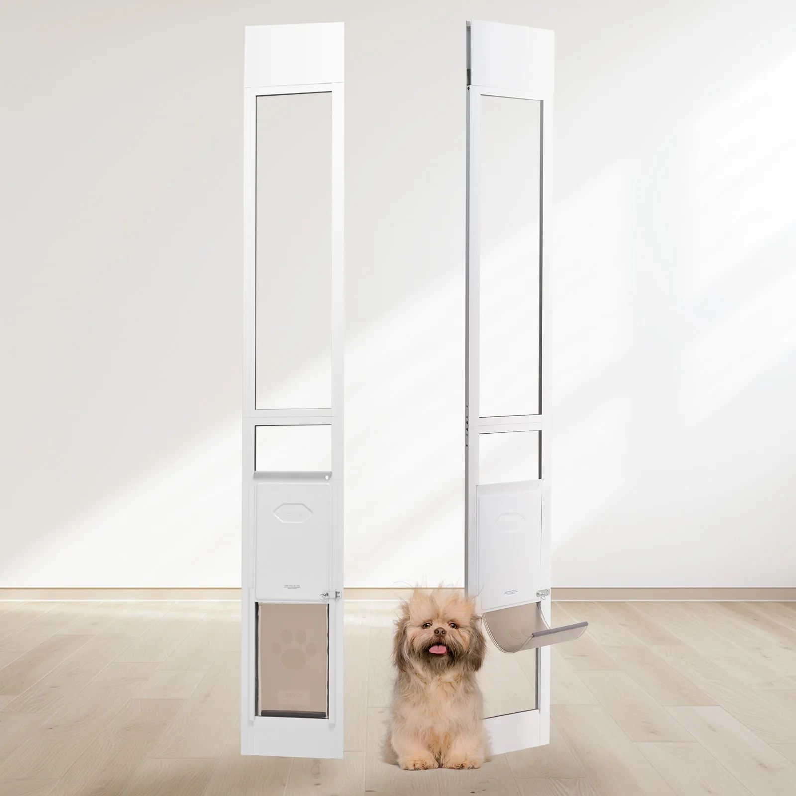 121902-4ak9lk.jpg SucceBuy Dog Door Sliding Glass Door Adjustable Height Doggy Door Sliding Doors Aluminum Frame Tempered Glass Pet Door - Image 1