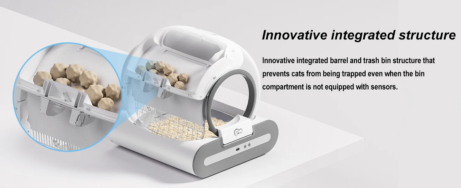 DOEL 65L Self-Cleaning Cat Litter Box App Control, ONLY Supports 2.4G WiFi w/Litter Mat&Trash Bags, Fit for Tofu & Mixed Litter