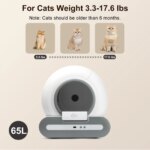 DOEL 65L Self-Cleaning Cat Litter Box App Control, ONLY Supports 2.4G WiFi w/Litter Mat&Trash Bags, Fit for Tofu & Mixed Litter - Image 6