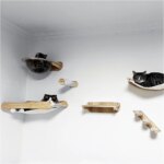 Cat Shelf Wall Hammock Climbing Shelves Moon Shaped And Perches Ladder Solid Wood Steps For Activity Indoor Cats Wall Furniture - Image 3