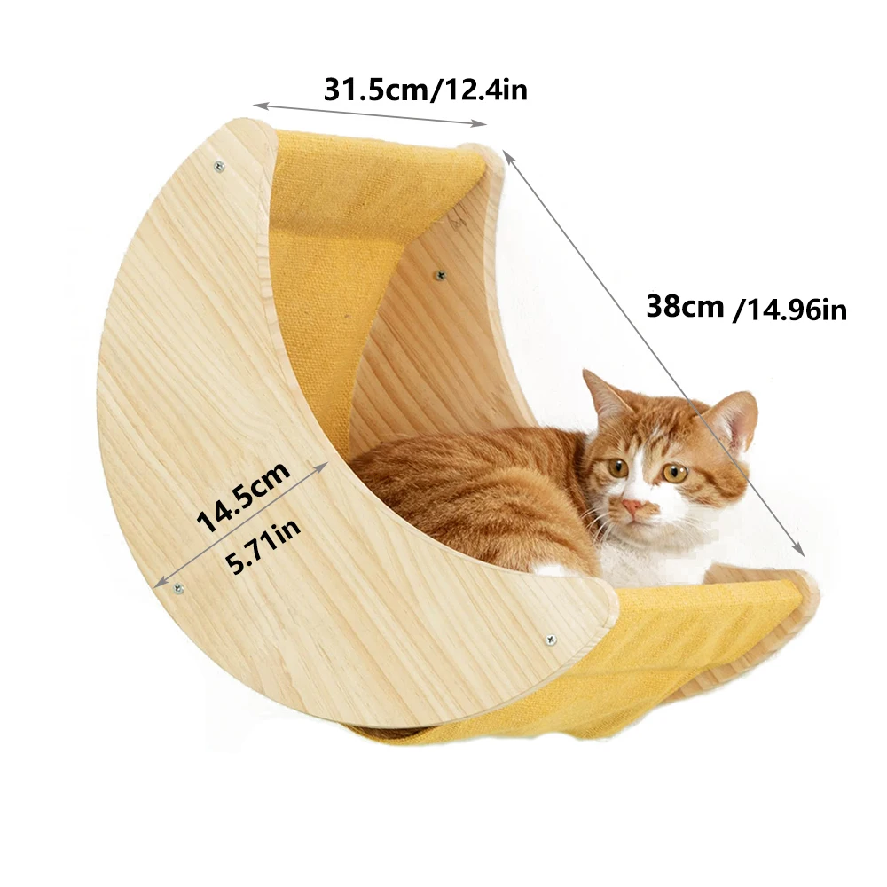Cat Shelf Wall Hammock Climbing Shelves Moon Shaped And Perches Ladder Solid Wood Steps For Activity Indoor Cats Wall Furniture Cat Shelf Wall Hammock Climbing Shelves Moon Shaped And Perches Ladder Solid Wood Steps For Activity Indoor Cats Wall Furniture