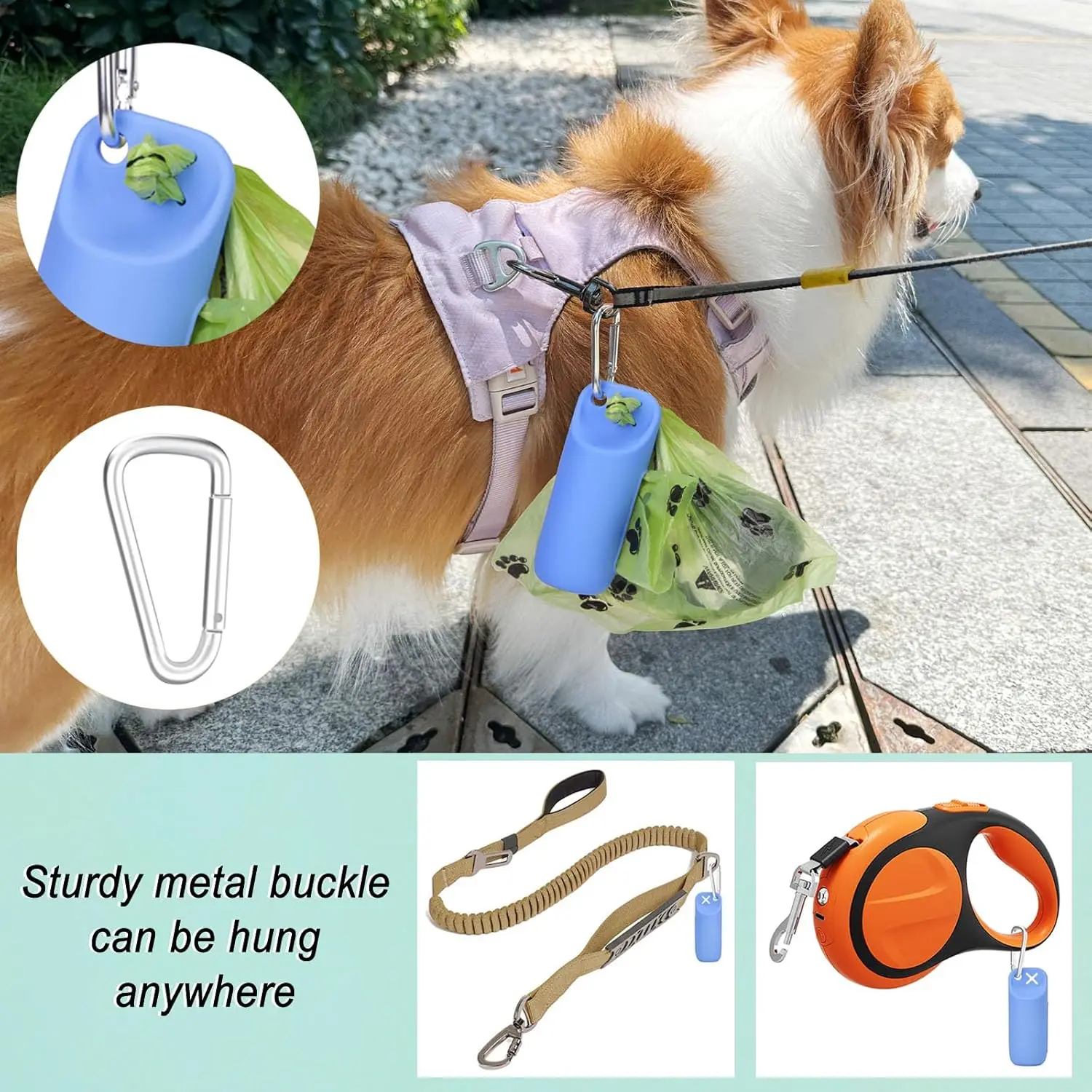 Silicone Dog Poop Bags Holder dog bags dispenser walking stand portable feces collection bag hanging ring silicone storage box Silicone Dog Poop Bags Holder dog bags dispenser walking stand portable feces collection bag hanging ring silicone storage box
