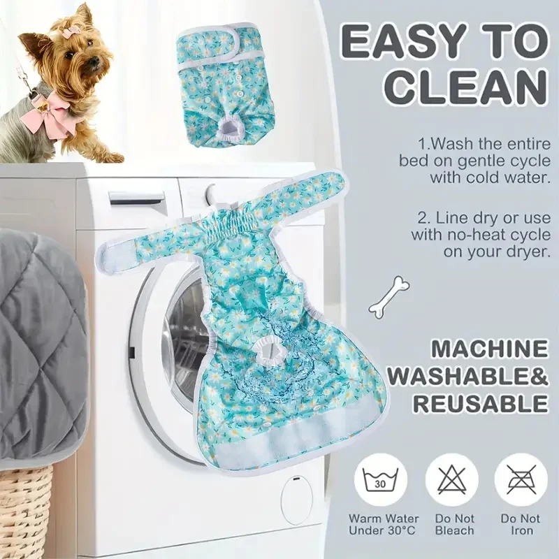 Washable Female Dog Diaper Sanitary Short Panties Pet Physiological Pants Dog Clothes Cartoon Print Underwear Briefs Pet Product Washable Female Dog Diaper Sanitary Short Panties Pet Physiological Pants Dog Clothes Cartoon Print Underwear Briefs Pet Product