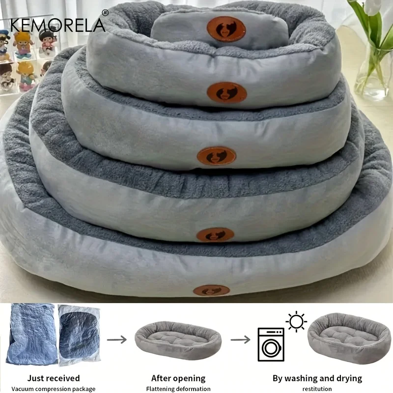 Plush Oval Pet Bed for Dogs and Cats, Thickened achine Washable All-Season Dog Cat Cushion for Small Medium Large Breeds Plush Oval Pet Bed for Dogs and Cats, Thickened achine Washable All-Season Dog Cat Cushion for Small Medium Large Breeds