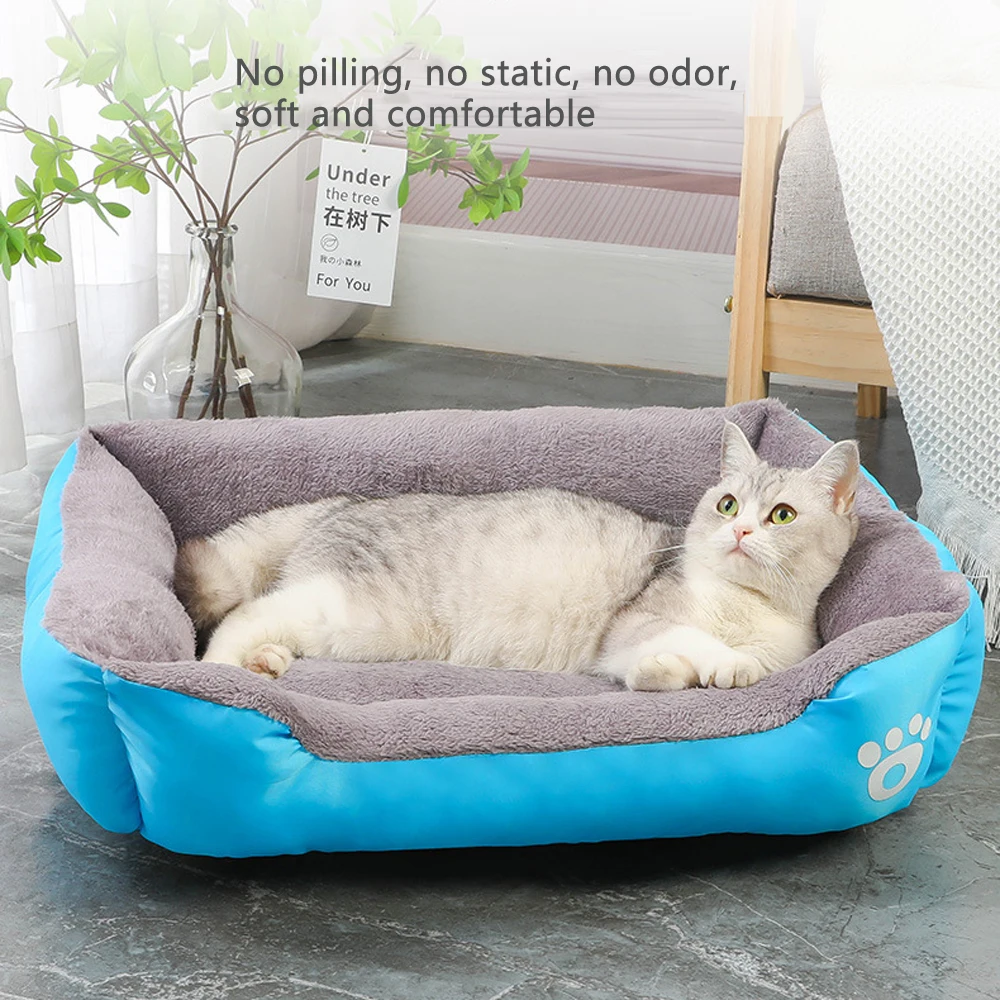 Soft Square Large Dog Sofa Elastic Dog House Cushion Winter Warm Medium Dog Bed Washable Cat Kennel House Accessories