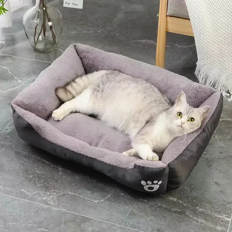 Soft Square Large Dog Sofa Elastic Dog House Cushion Winter Warm Medium Dog Bed Washable Cat Kennel House Accessories