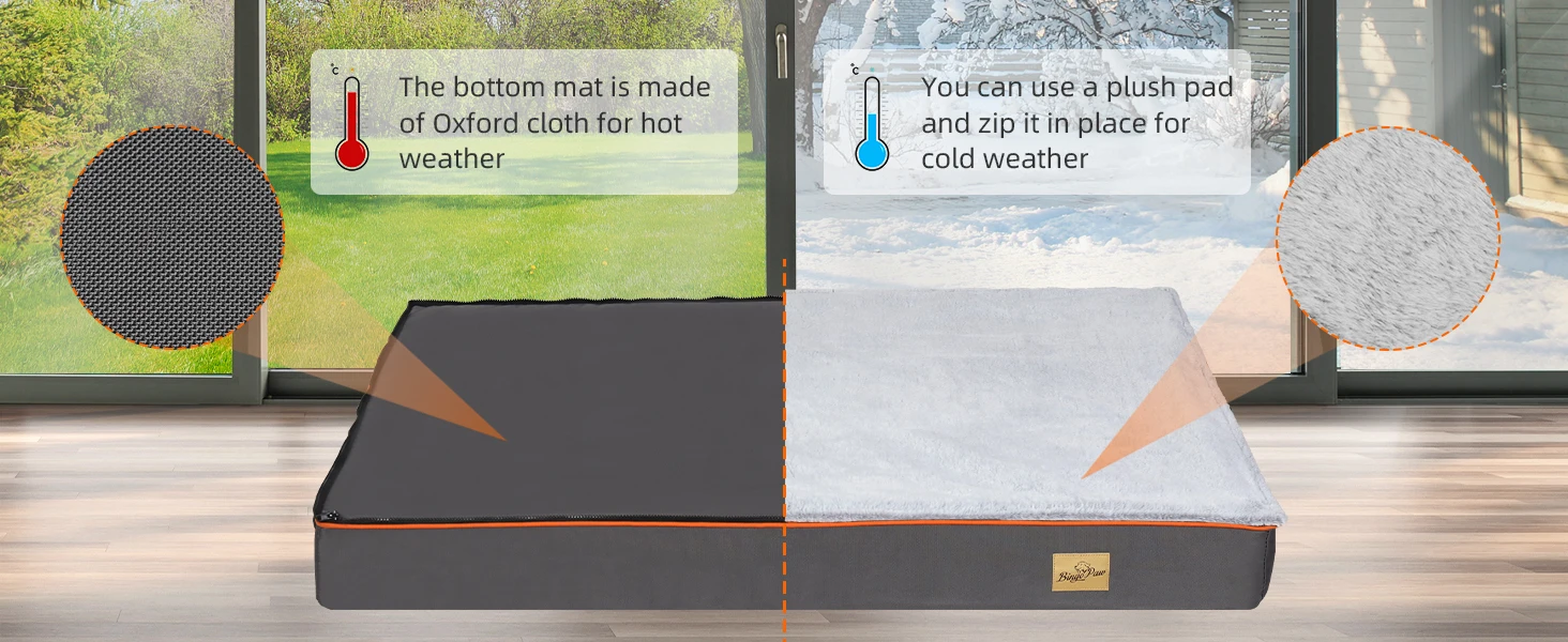 Premium Large Orthopedic Memory Foam Dog Bed Waterproof Pet Dog Crate Jumbo Mattress with Orange Trim Washable Water Resistant