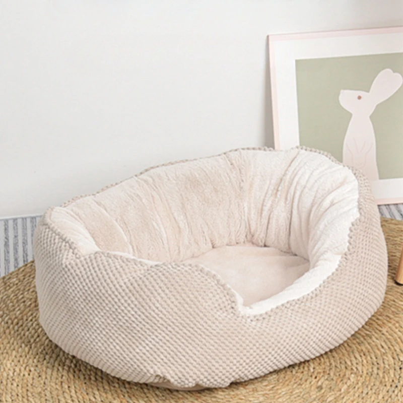 Pet Cage Dog Kennel Cat Sofa Wave Shape Cushions Plush Warm Dogs Beds Supplies Four-seasons Universal Pet Sleeping Accessories