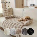 Luxury Plush Pet Mattress -Thickened Warm Imitation Rabbit Fur Dog Bed with Pillow, Scratch-Resistant Anti-Slip for Medium Dogs