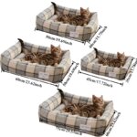 Plaid Printing Soft Removable&Washable Dog Bed Fabric Skin-Friendly Cotton&Linen Breathable Pet Sofa Square Cat Litte Dog Bed - Image 6