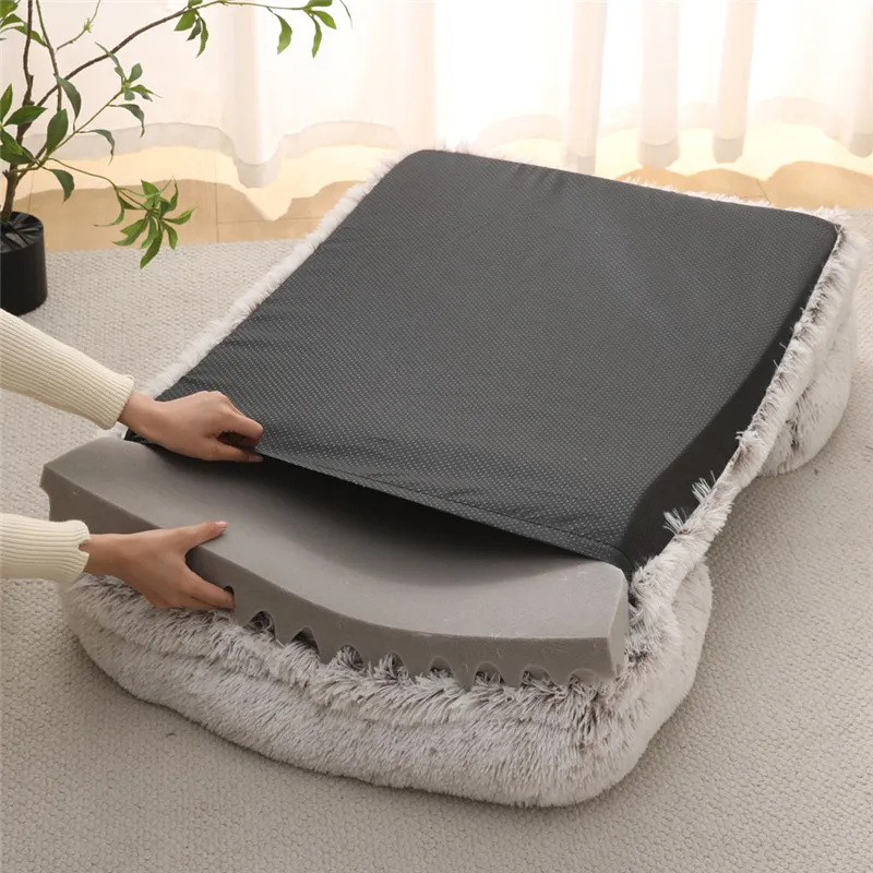 Winter Rectangular S M L XL Dog Beds Washable Plush Fluffy Dog Cat Bed Mat Pet Cushion Big Medium Kennel House camas para perro