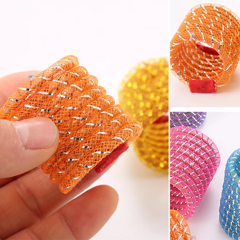 5pcs Pet Toy Colorful Tube Elastic Spring Cat Toy Swirling Shape Cats Spring Elastic Training Interactive Toys