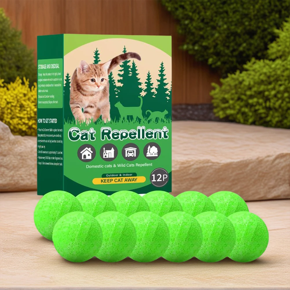 12X Cat Repellent Balls Aroma Balls with Peppermint Oil Dog Repellent Ball Keep Cats Out of Garden for Furniture Protection