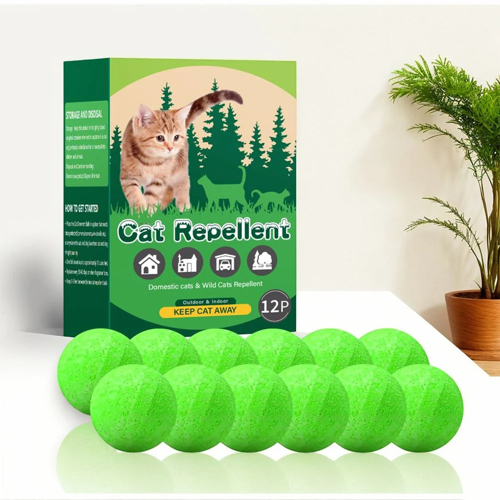 12X Cat Repellent Balls Aroma Balls with Peppermint Oil Dog Repellent Ball Keep Cats Out of Garden for Furniture Protection
