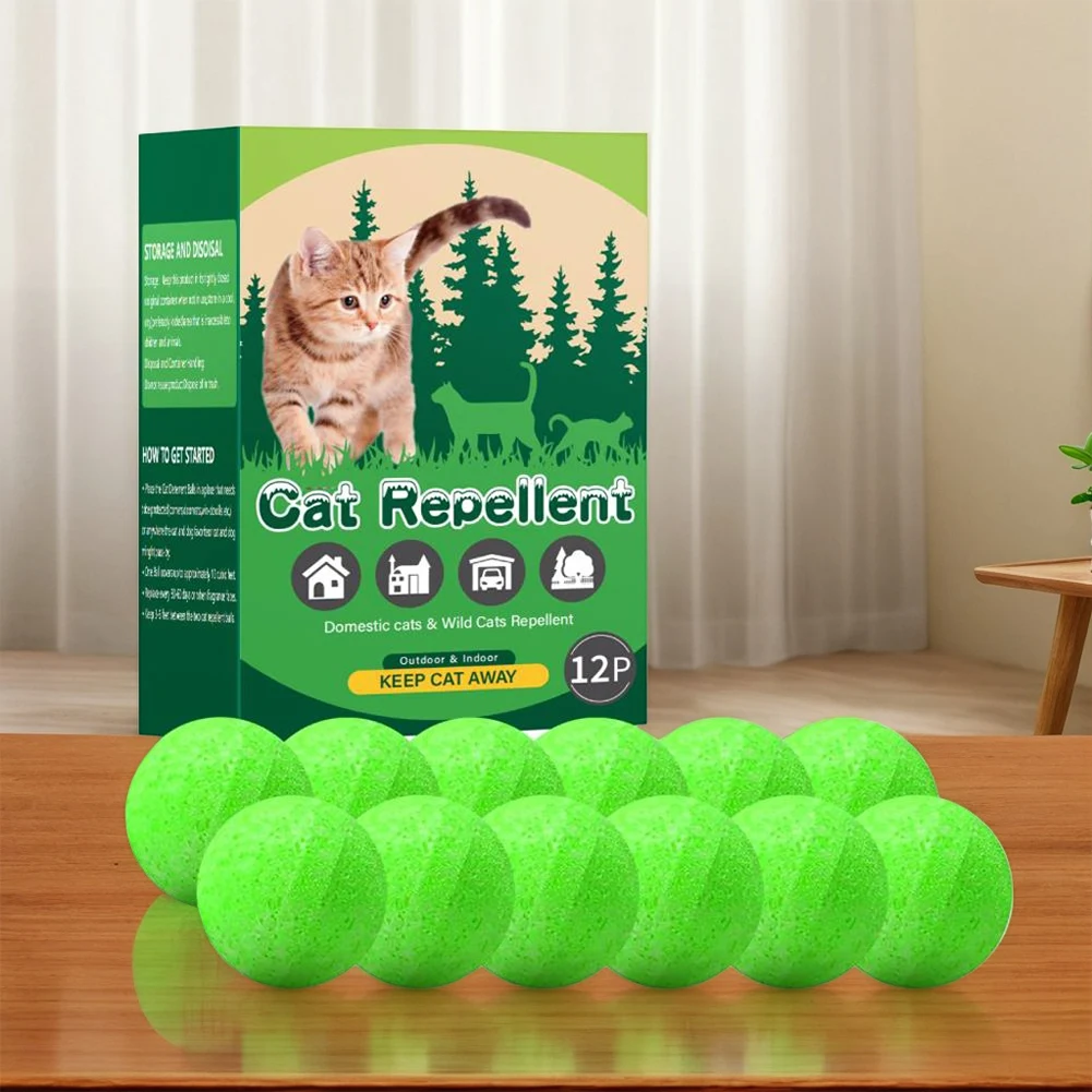 12X Cat Repellent Balls Aroma Balls with Peppermint Oil Dog Repellent Ball Keep Cats Out of Garden for Furniture Protection