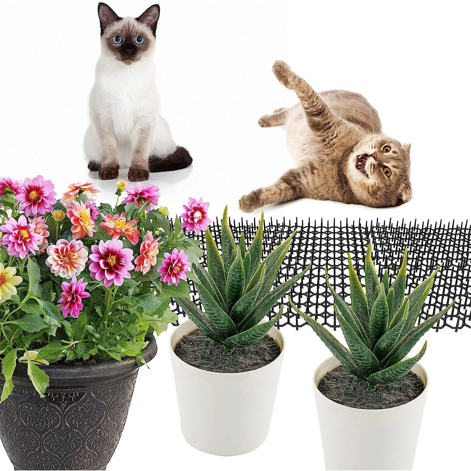 12Pcs Cat Deterrent Mat Anti Cat Dog Network Repellent Training Plastic Spike Mat for Keeping Away Cats Dogs Protecting Plants