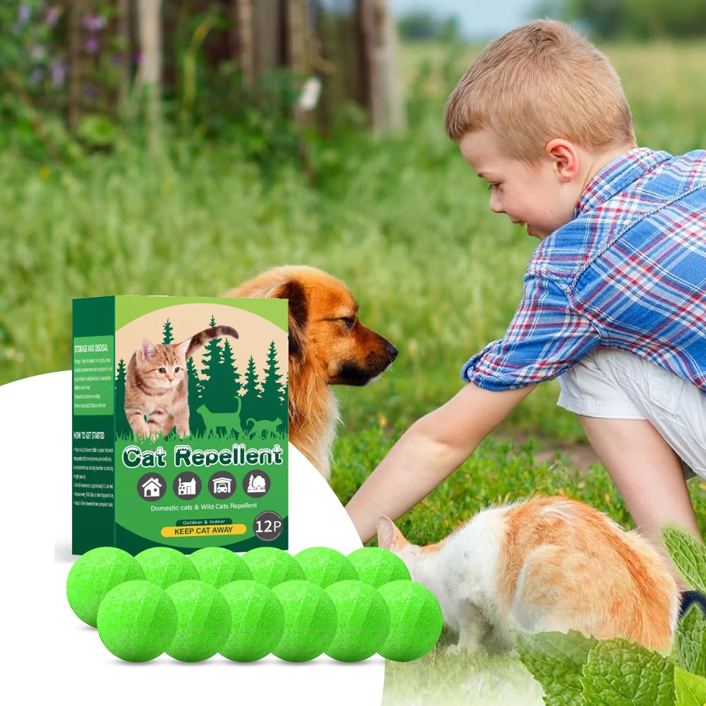 1/2/3Boxs Cat Deterrent Outdoor Indoor Natural Peppermint Oil Cat Deterrent Ball Dog Repellent Keep Cats Off Lawn Yard Garden