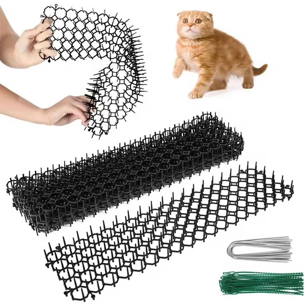 128122-jkpxou.jpg Pet Garden Prickle Strip Dig Stop Cat Repellent Deterrent Mat Anti-cat Prickle Strips Keep Cat Away Digging Climbing Spike - Image 1
