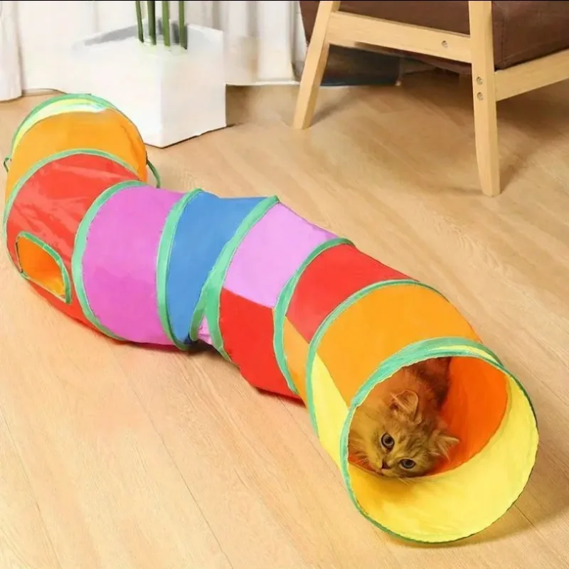 Cat RainbowTunnel Tube, Foldable Cat Toys, Cat Training, Fun Interactive Toys, Puppy Black Tunnel, Pet Supplies, Cat Accessories