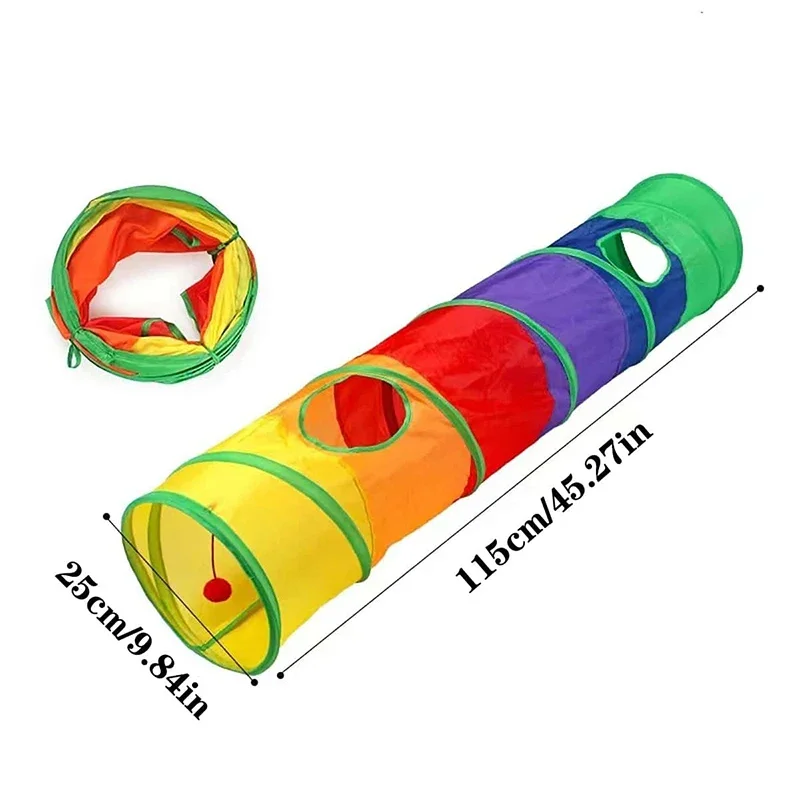Cat RainbowTunnel Tube, Foldable Cat Toys, Cat Training, Fun Interactive Toys, Puppy Black Tunnel, Pet Supplies, Cat Accessories
