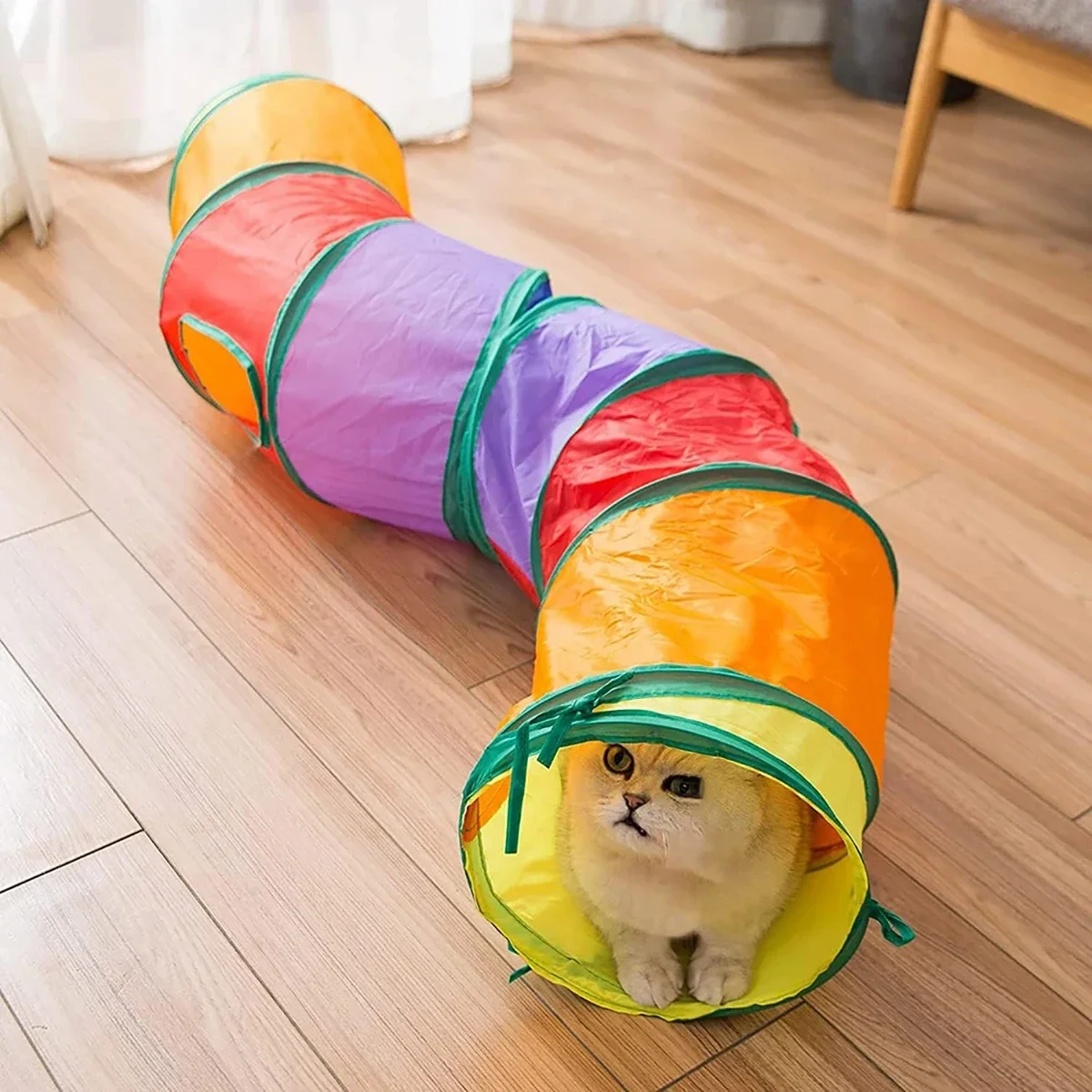 Cat RainbowTunnel Tube, Foldable Cat Toys, Cat Training, Fun Interactive Toys, Puppy Black Tunnel, Pet Supplies, Cat Accessories