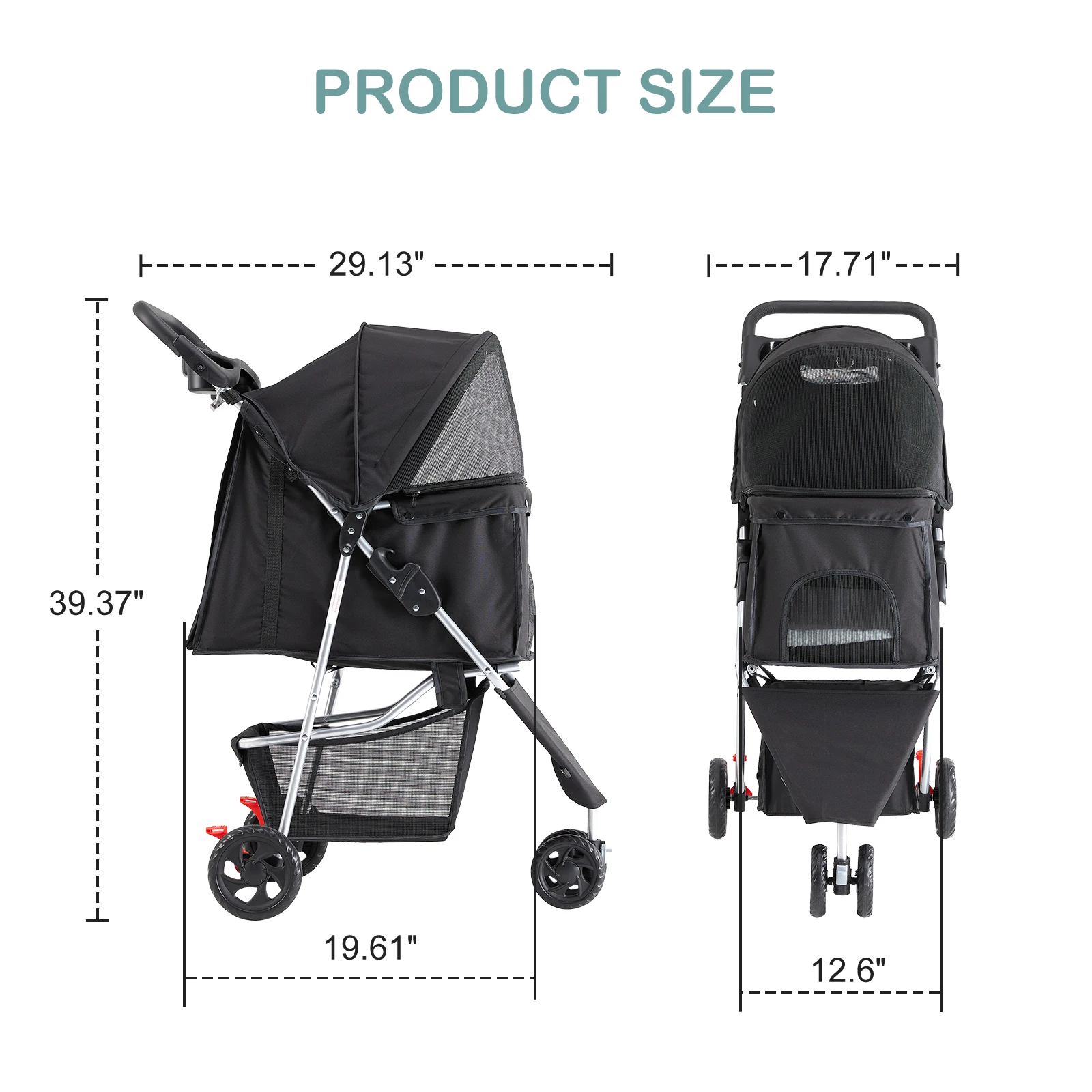 JHK 3 Wheels Foldable Pet Stroller for Small Dogs and Cats Stroller with Mesh Windows Storage Basket Cup Holder for Outdoor Use JHK 3 Wheels Foldable Pet Stroller for Small Dogs and Cats Stroller with Mesh Windows Storage Basket Cup Holder for Outdoor Use