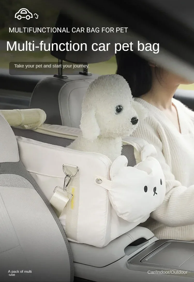 Pet Dog Car Seat Cat Carrier Booster Seat on Armrest Travel Bags for Cats Dogs with Easy Carrying Strap Travel Car Carrier