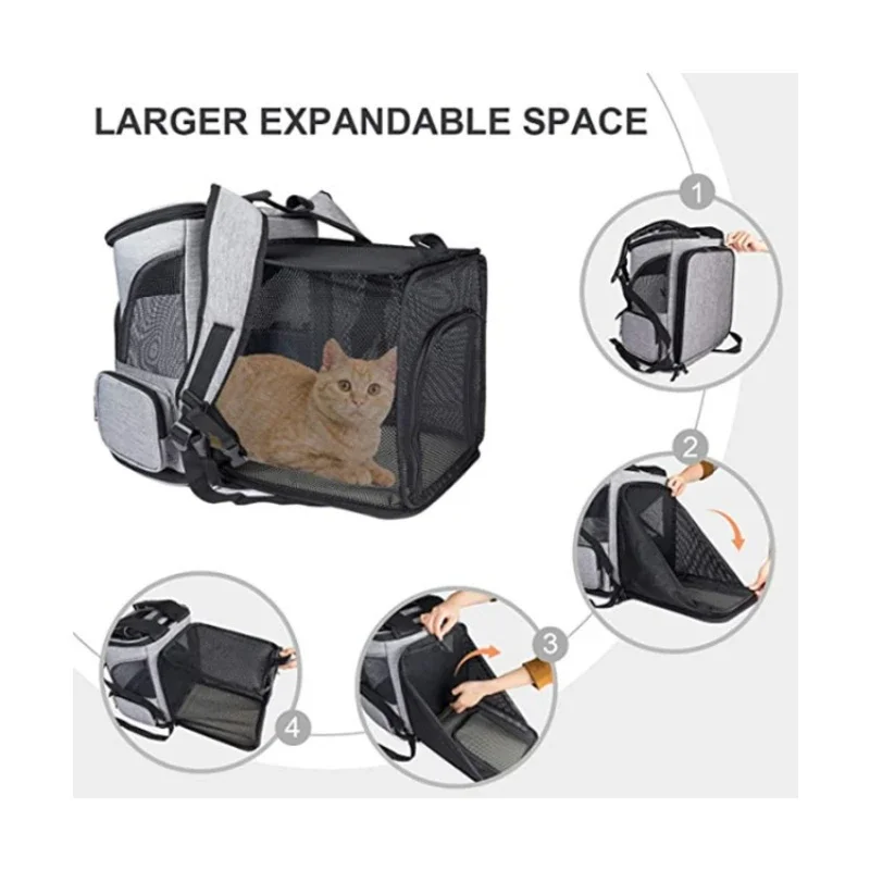 Breathable Pet Cat Carrier Backpack Foldable Expandable Large Capacity Creative Transport Travel Bag for Cats Dogs