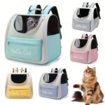Large capacity collapsible pet backpack with zip closure, handle and mesh vent, perfect for cats and small dogs traveling