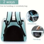 Large capacity collapsible pet backpack with zip closure, handle and mesh vent, perfect for cats and small dogs traveling - Image 3
