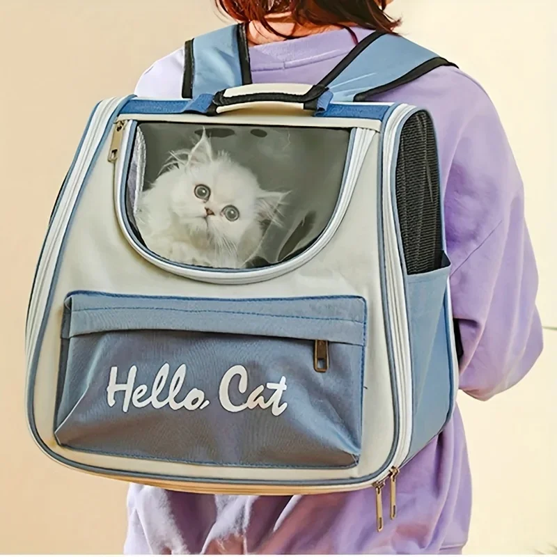 Large capacity collapsible pet backpack with zip closure, handle and mesh vent, perfect for cats and small dogs traveling Large capacity collapsible pet backpack with zip closure, handle and mesh vent, perfect for cats and small dogs traveling