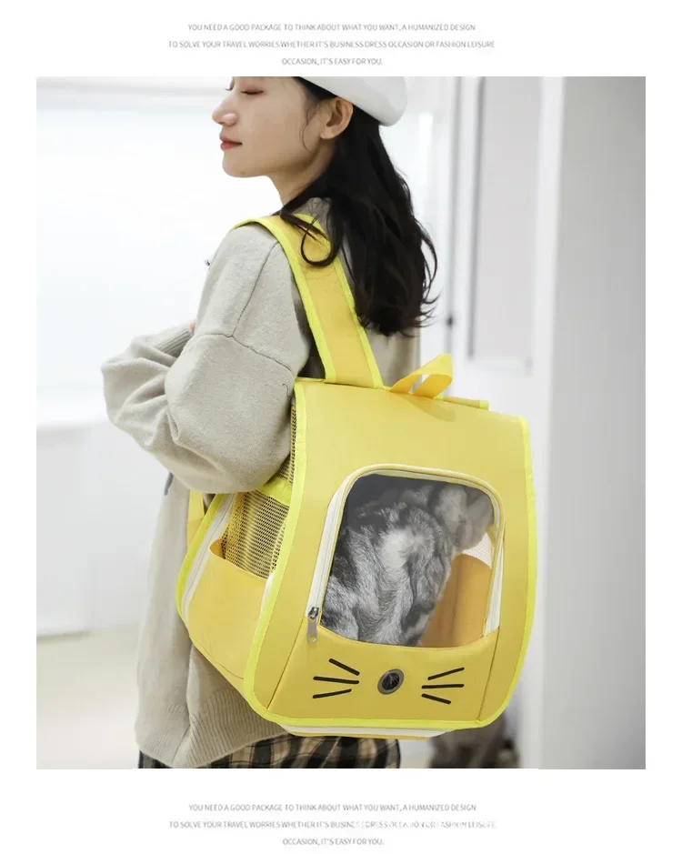 Pet Cat Carrier Bag Cat Backpack Outdoor Breathable Portable Shoulders Bag for Cats Small Dogs Transport Carrier