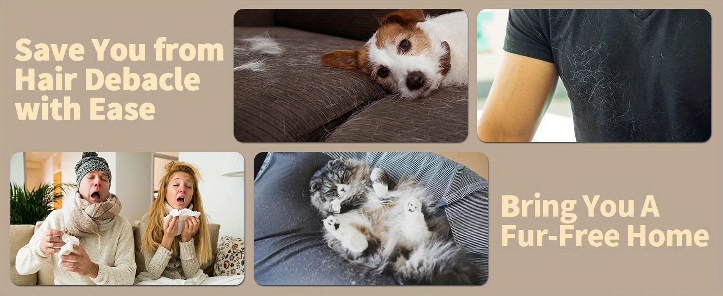 Reusable Pet Hair Remover Roller with Self-Cleaning Base - Upgraded Animal Fur Removal Tool for Couch, Furniture, Carpet, Car Se