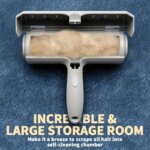 Reusable Pet Hair Remover Roller with Self-Cleaning Base - Upgraded Animal Fur Removal Tool for Couch, Furniture, Carpet, Car Se