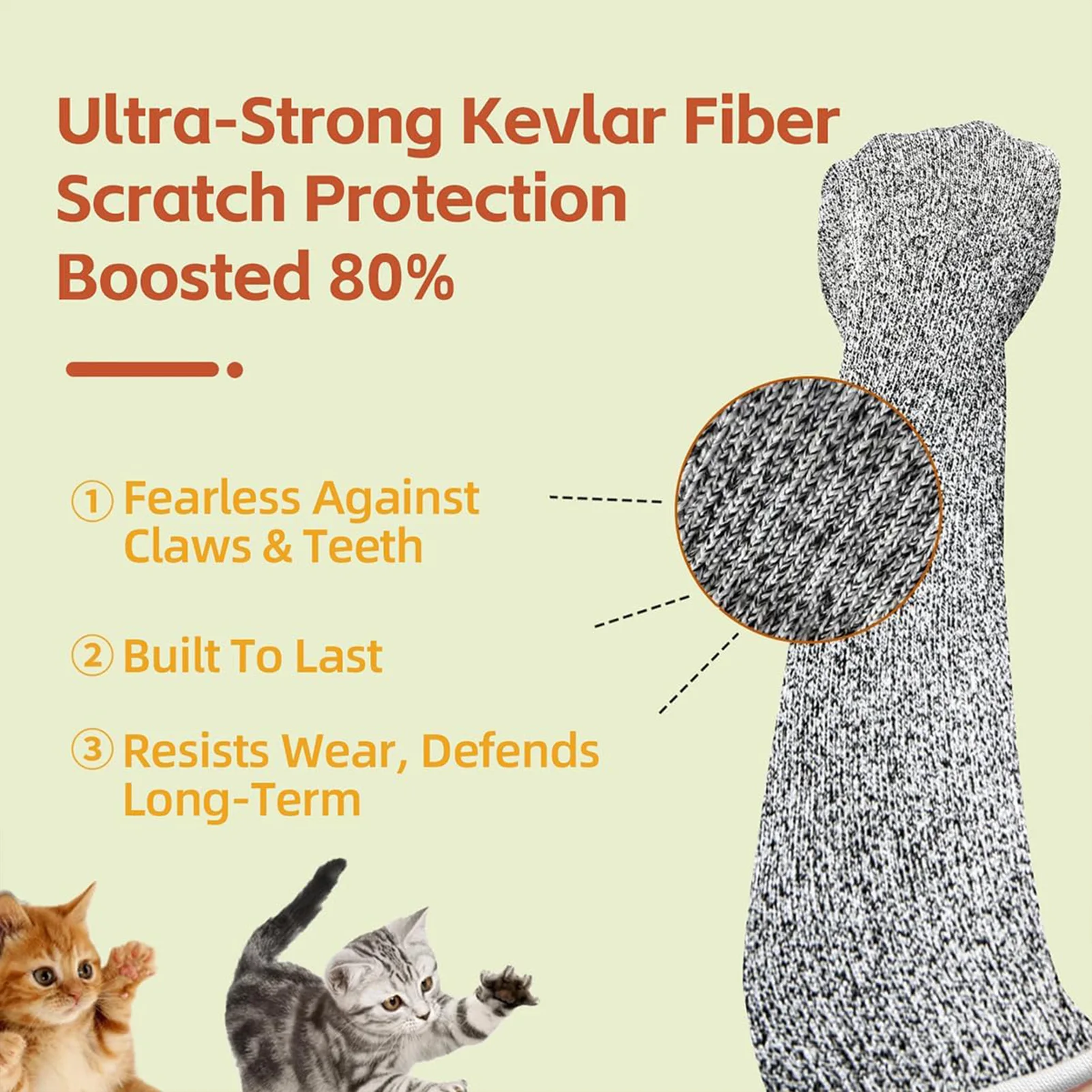 Pet Care Long Gloves 40cm Scratch Proof Arm Sleeves for Cat Dog Nail Trimming Grooming Anti Bite Grey